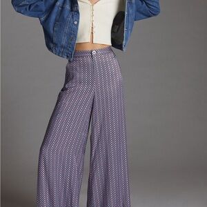 Maeve satin wide leg Geometric Patterned Pants